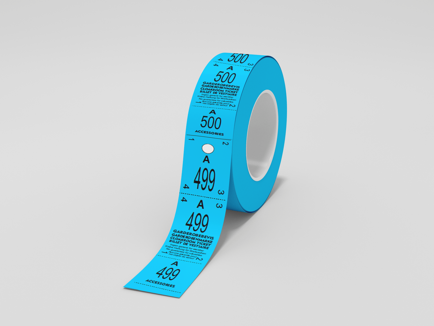Cloakroom Tickets Roll 500 - Three Parts Tickets JM Band® 1 Blue