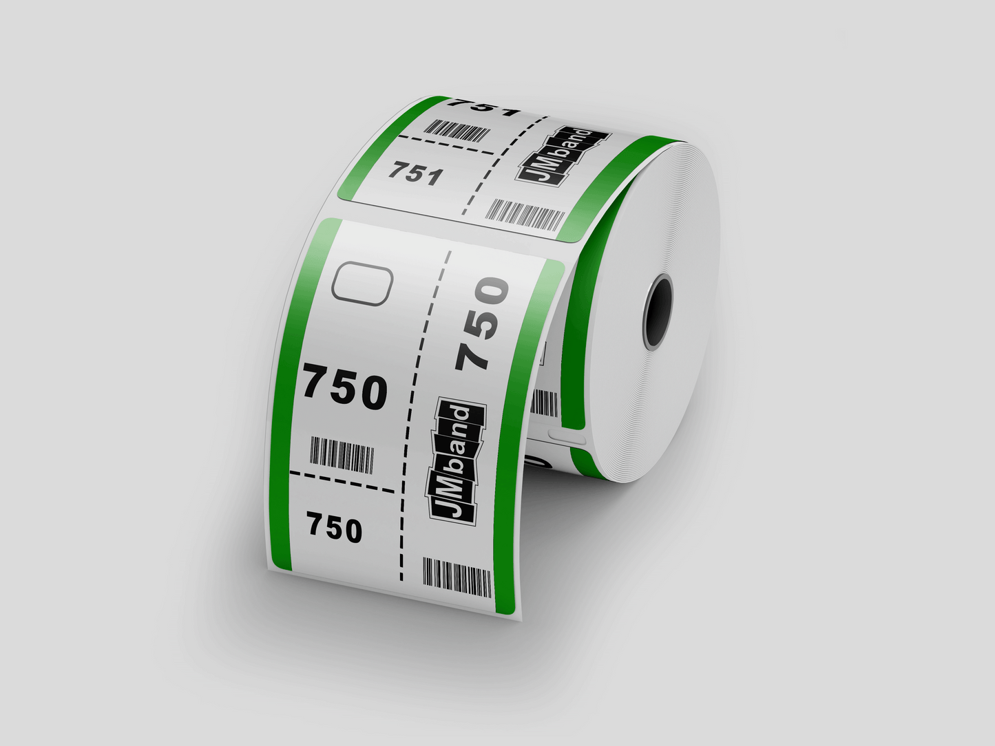 3-Part Cloakroom Tickets with Print Tickets JM Band® 100 Green