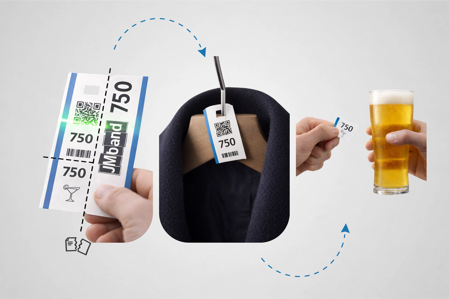 3-Deel thermesch Garderob Ticketen op engem Rouleau