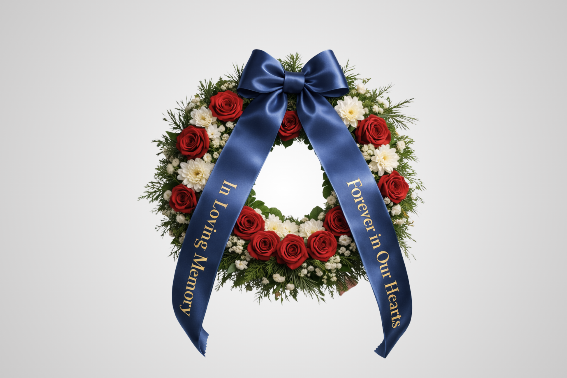 Ruban de bouquet en satin bleu écologique avec impression personnalisée de JM Band®.