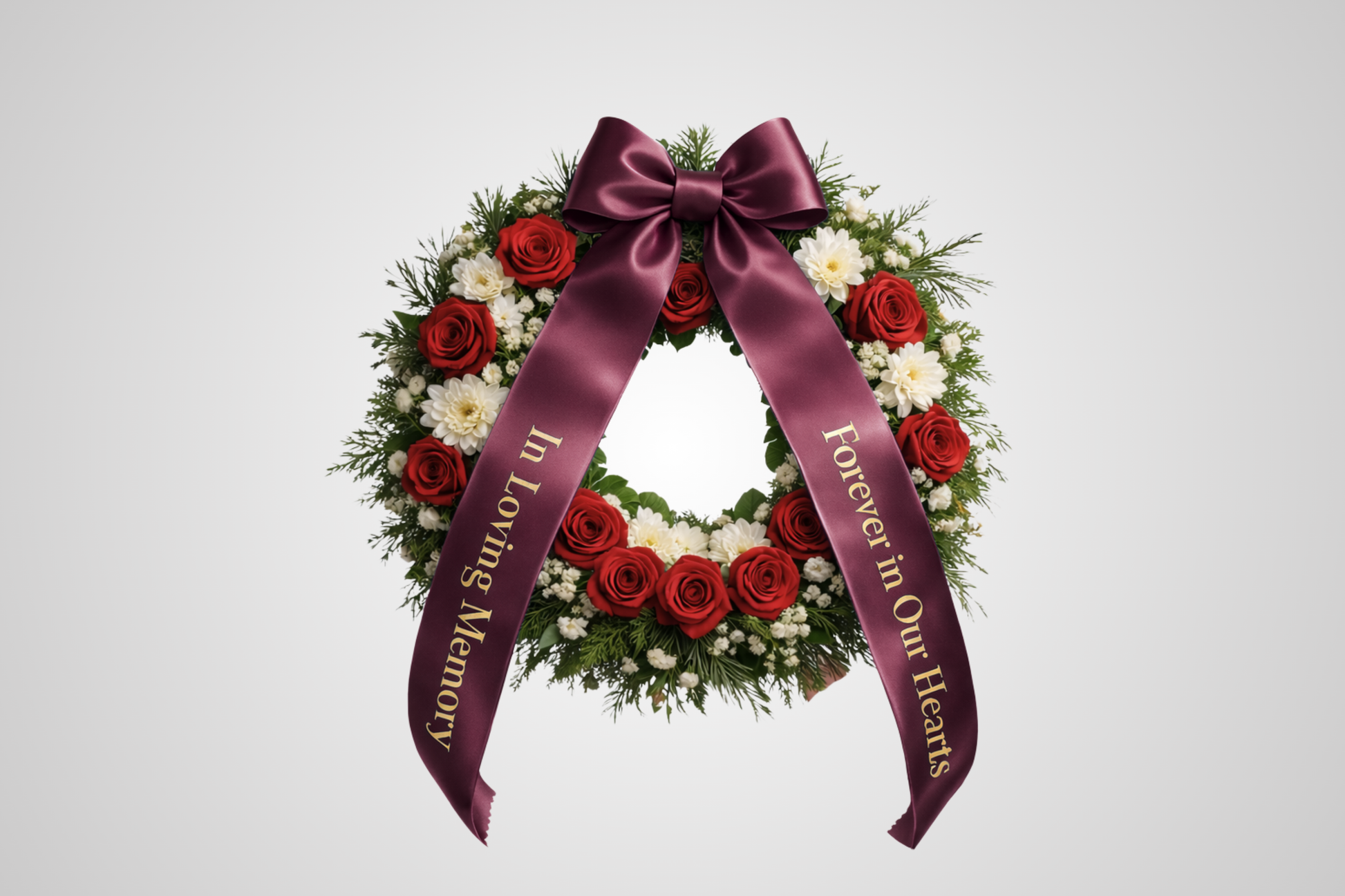 Ruban de bouquet en satin imprimé écologique bordeaux avec motif personnalisé de JM Band®.