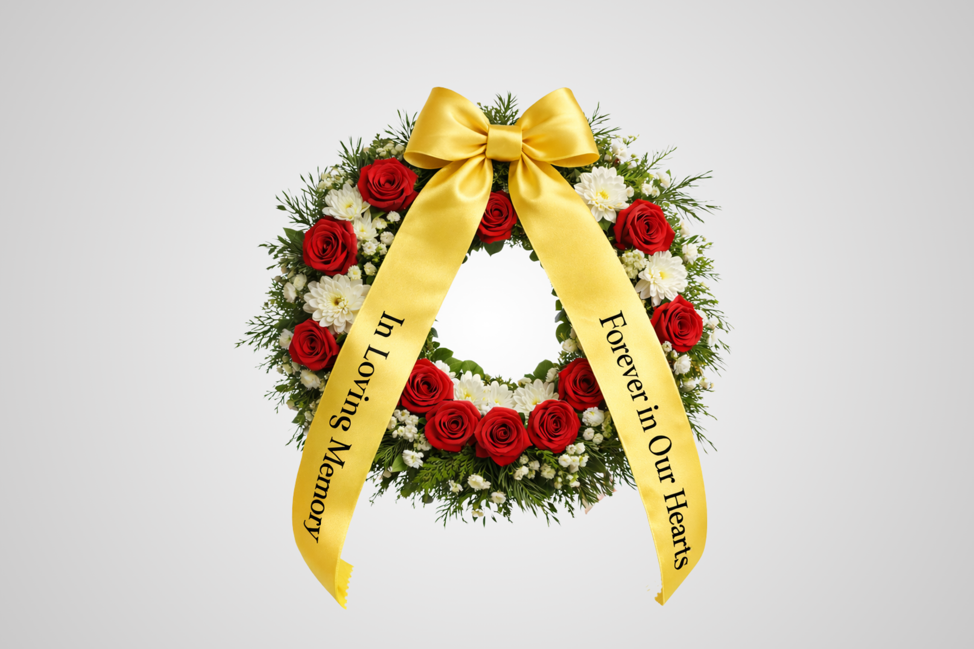 Ruban de bouquet en satin jaune écologique avec impression personnalisée de JM Band®.