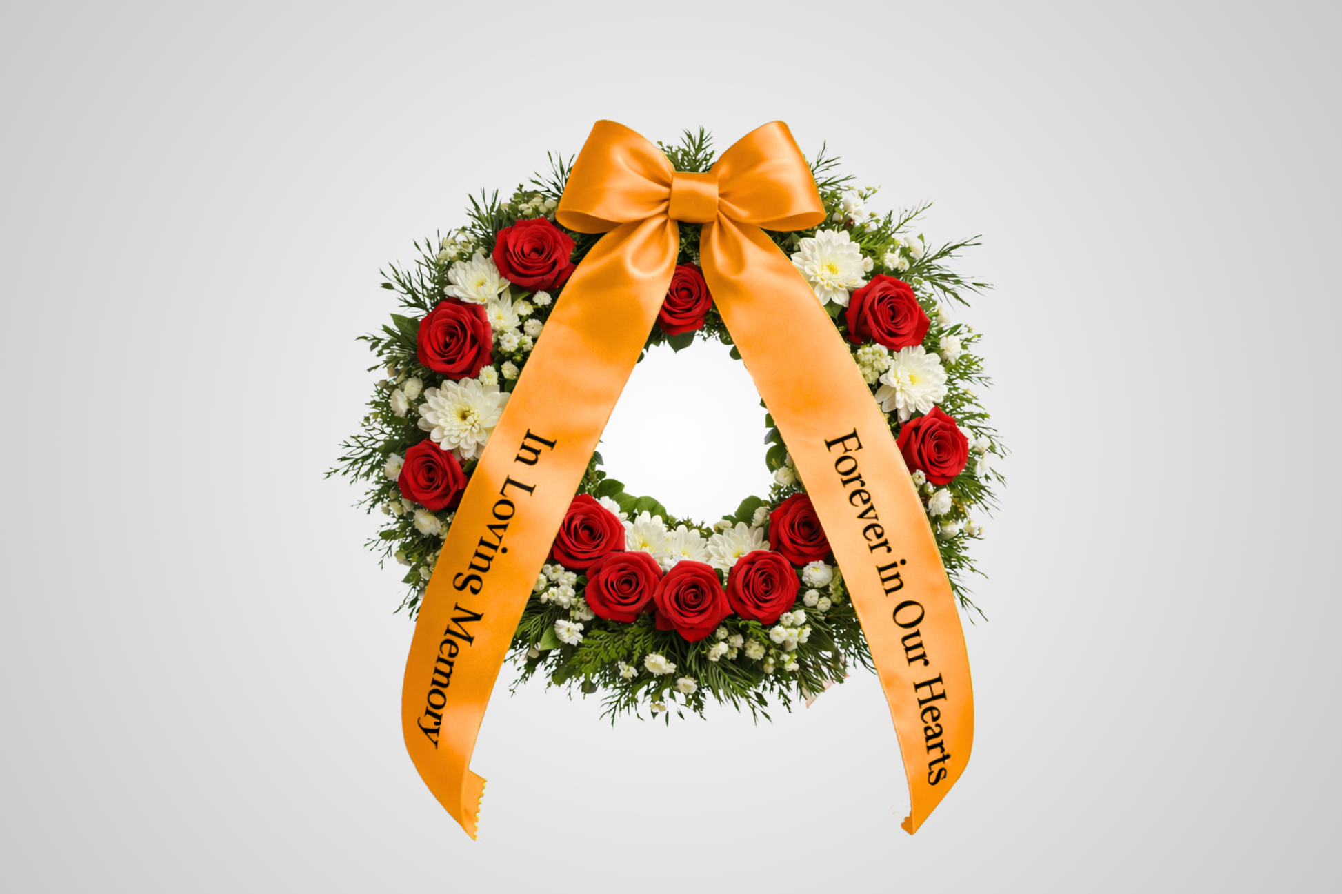 Ruban de bouquet en satin orange écologique avec impression personnalisée de JM Band®.