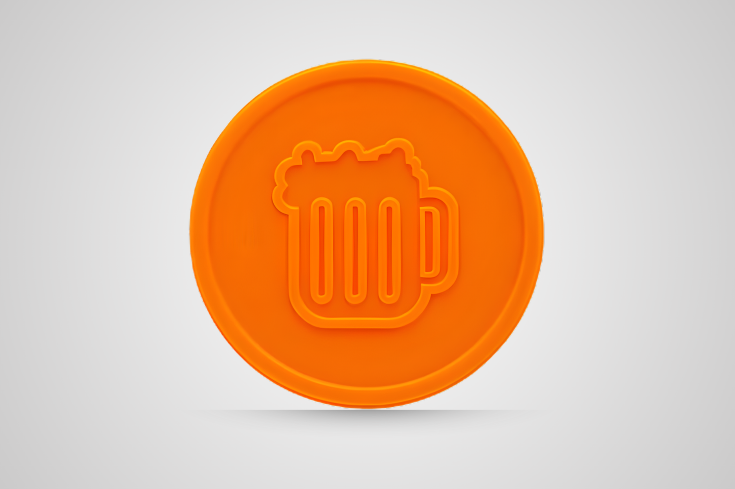 Jeton-cadeau orange en relief pour une boisson de la marque JM Band®.
