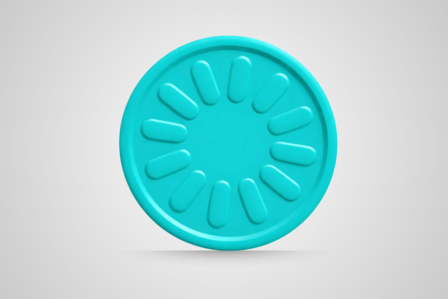 Jeton-cadeau pour boisson JM Band® en forme de fleur turquoise en relief.