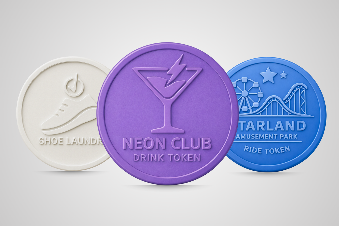 Jetons en plastique gaufré avec le logo de JM Band®.