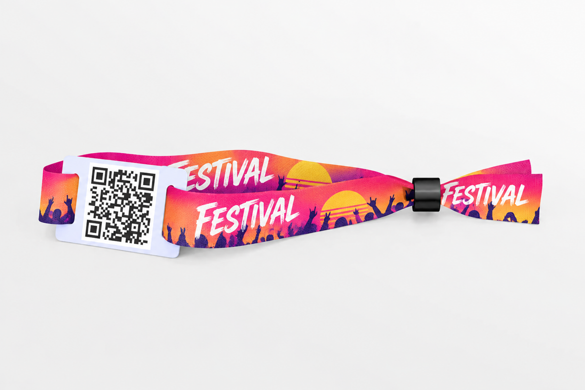 Stoff Aarmband mat QR Code - Faarfdruck