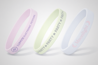Silikon-Armbänner mat Drock vun JM Band®, déi am Däischteren liichten
