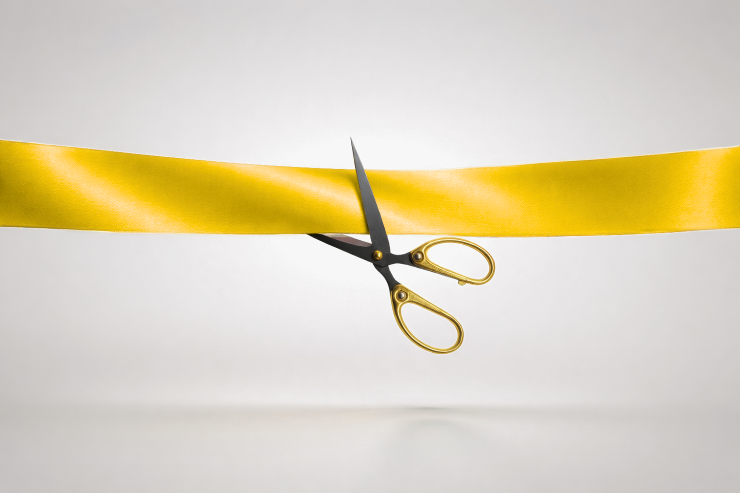 Ruban d'inauguration jaune en satin ECO sans impression de JM Band®.