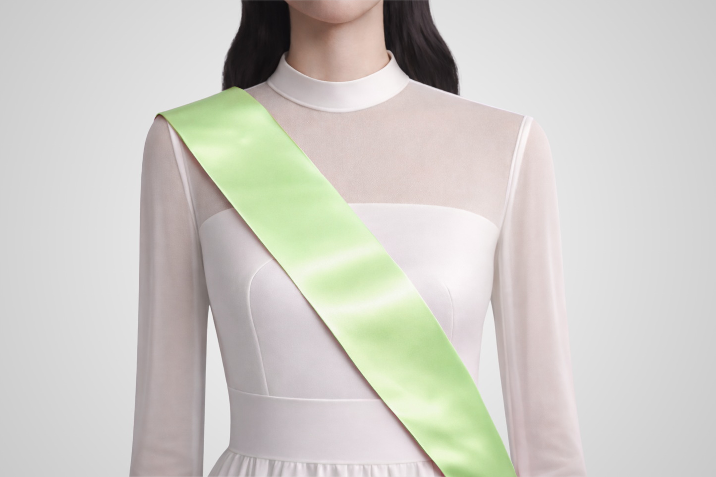 Hellgréng ECO Satin-Schärp ouni Drock vu JM Band®.