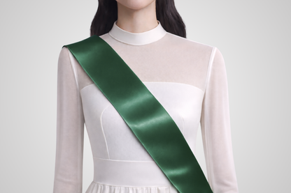 Donkelgréng ëmweltfrëndlech Satin-Schärp ouni Drock vu JM Band®.