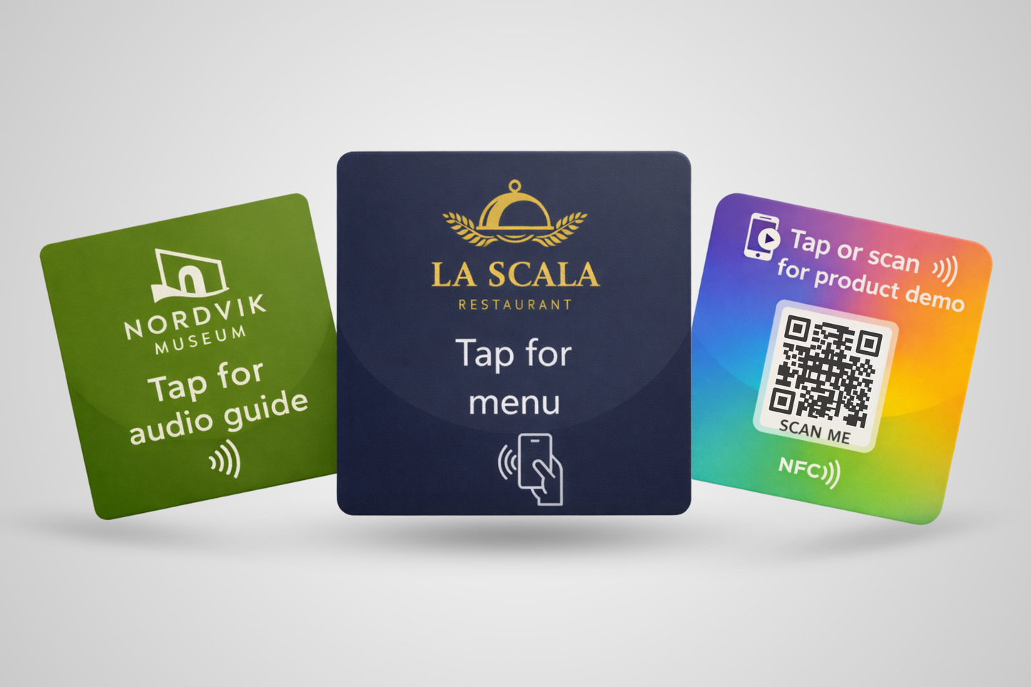 Étiquettes NFC carrées avec impression couleur et logo - JM Band®
