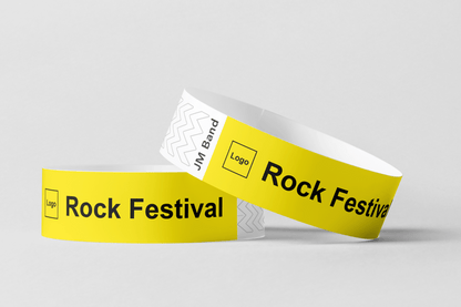 Bracelet en papier - Impression noire Bracelets en papier JM Band® 10 Jaune